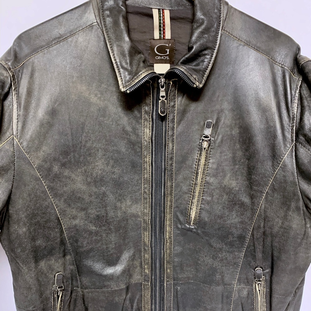 GIMOS Lambskin Leather Jacket - Vintaged Black XL